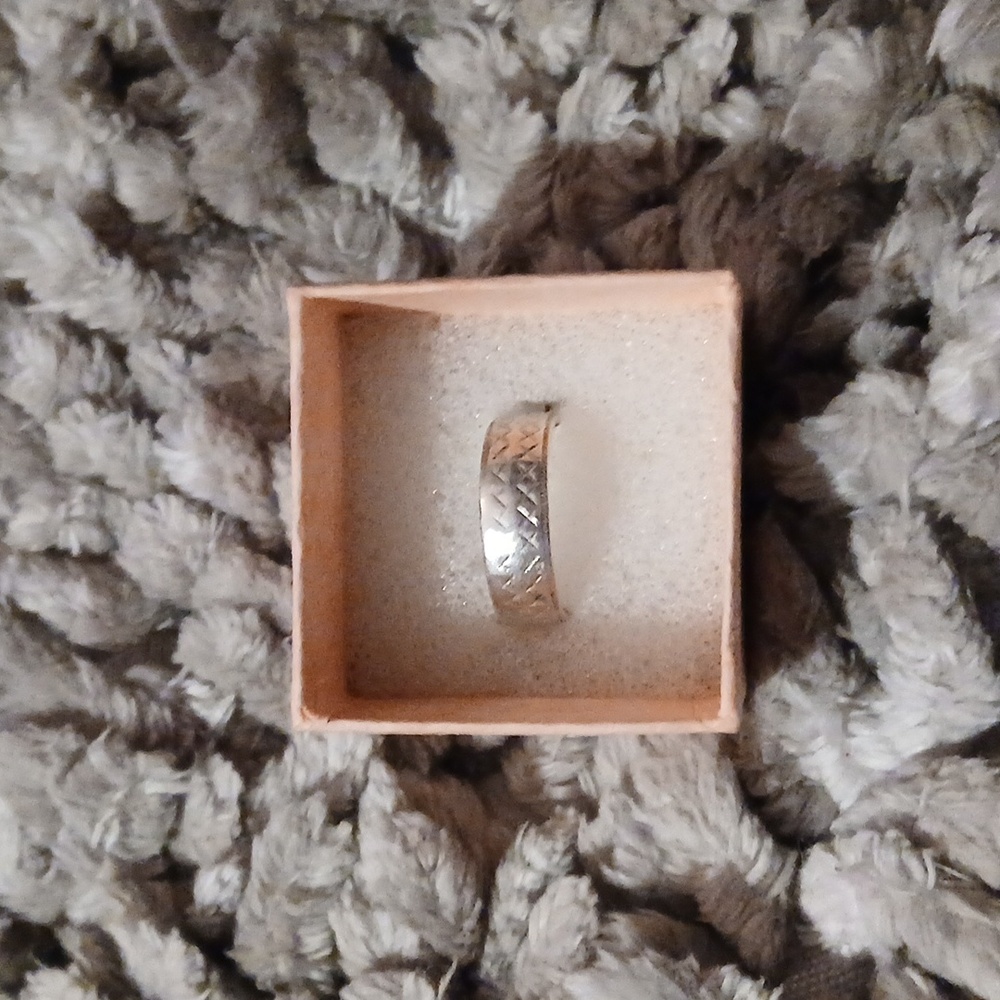 Textured 925 Silver Womens Wedding Band Size 6